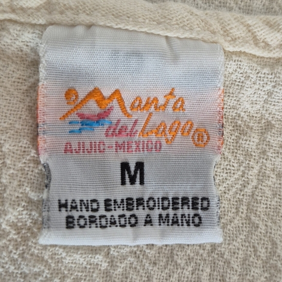 Manta del Lago Sleeveless Preshrunk Mexican Gauze Embroidered Dress - Size M - Picture 9 of 12